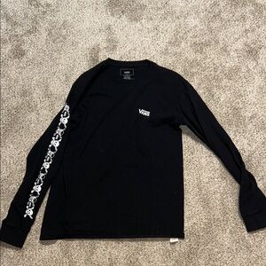 Vans Black Long Sleeve Tee with White Graphics